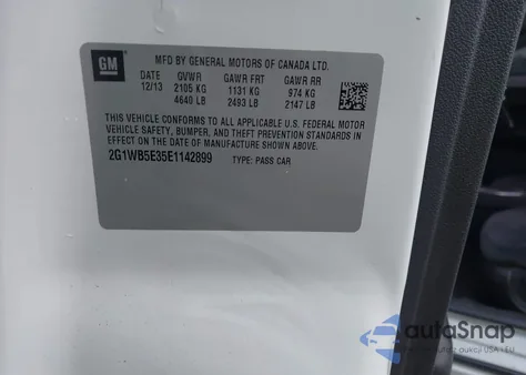 2014 Chevrolet Impala Limited Lt from USA, damaged, VIN 2G1WB5E35E1142899